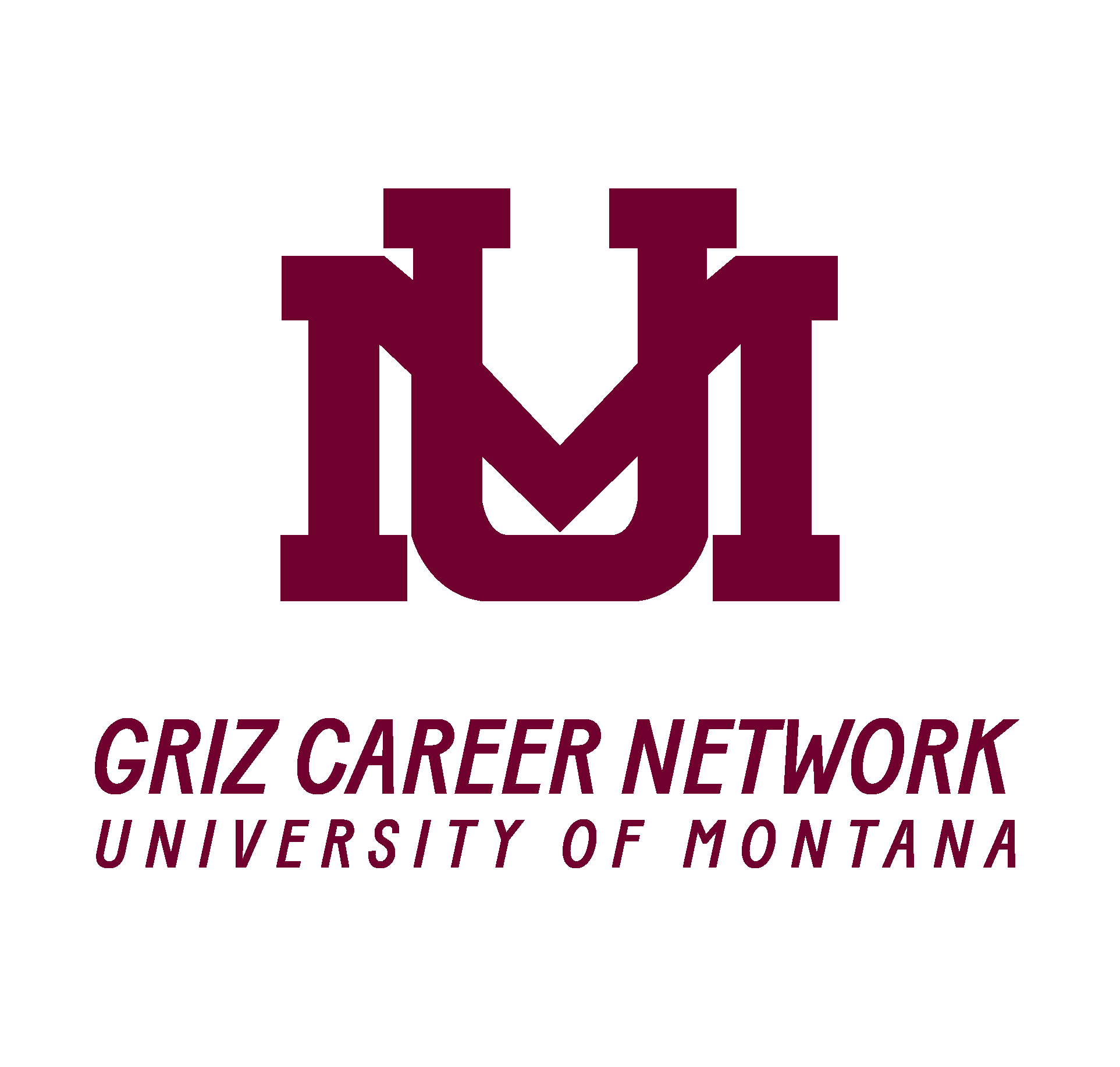 Griz Career Network logo with interlocking U and M