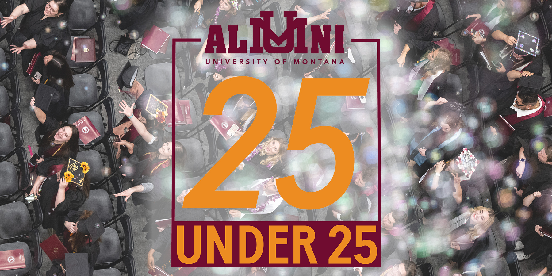 Image of new graduates with a 25 Under 25 logo overlay